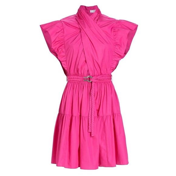 10 Crosby Derek Lam Fuchsia Ruffle Midi Dress - Picture 5 of 16